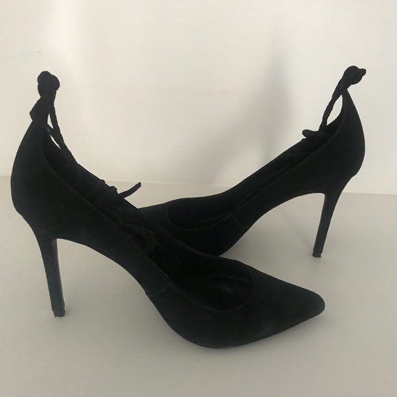 Joie Angelynn Black Suede Wrap-around Heels - Picture 5 of 8
